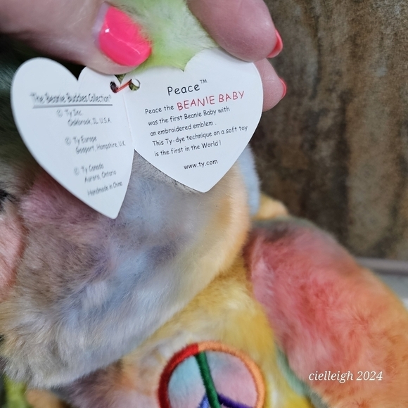 Peace The Bear Beanie Baby and Beanie Buddy Set - Picture 4 of 15